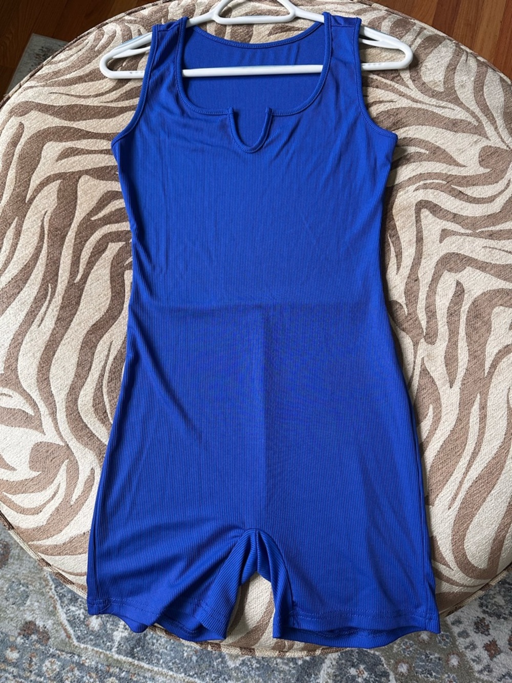 SHEIN Electric Blue Ribbed Tank Romper